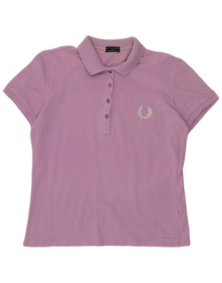 Fred Perry Dame Polo Shirt UK 20 2XL Lilla Bomuld