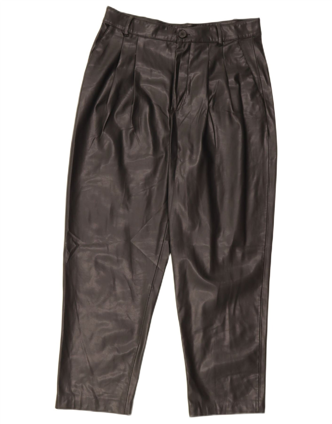 Zara Womens Pegged imiteret læderbuks Små W26 L25 sort polyester