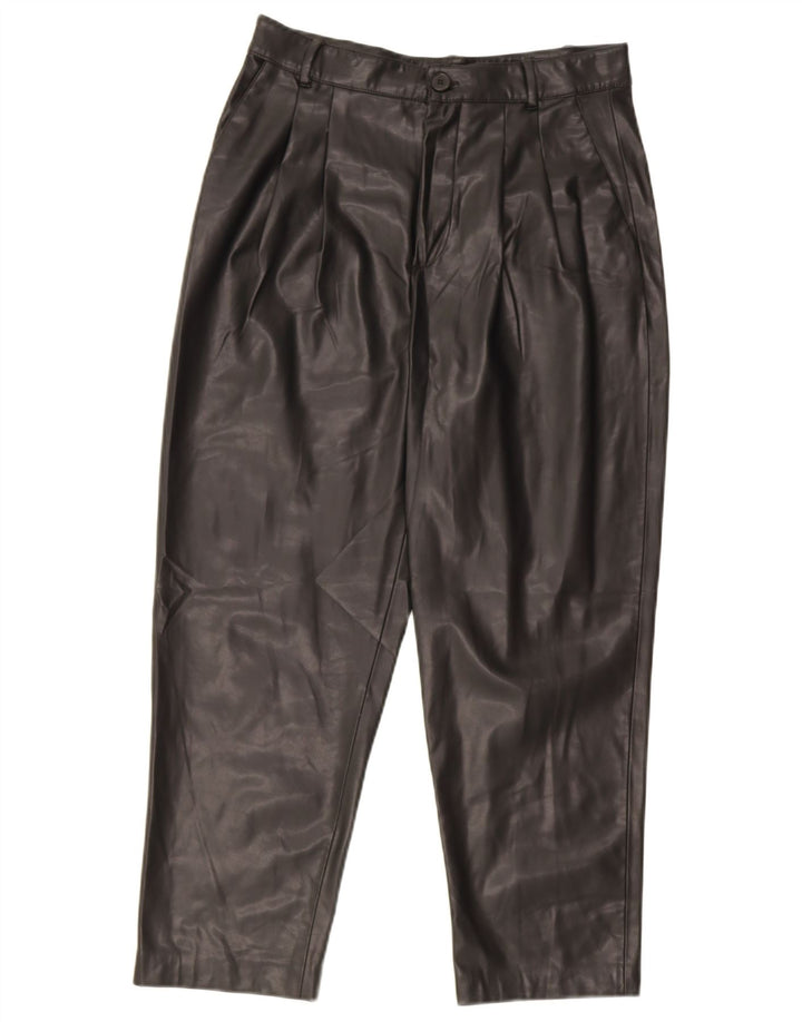 Zara Womens Pegged imiteret læderbuks Små W26 L25 sort polyester