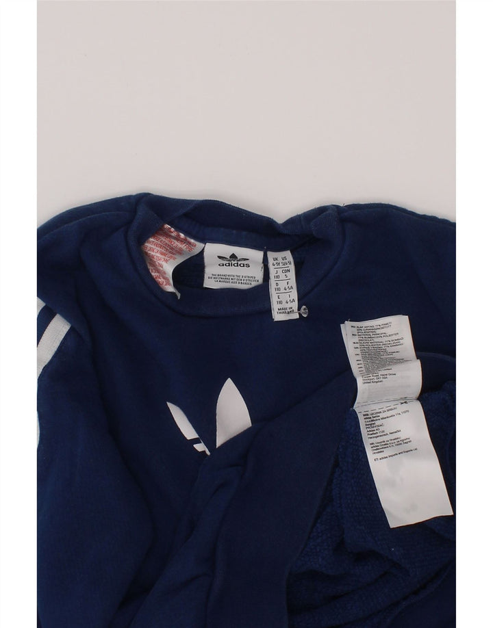 Adidas drenge grafisk sweatshirt trøje 4-5 år marineblå bomuld