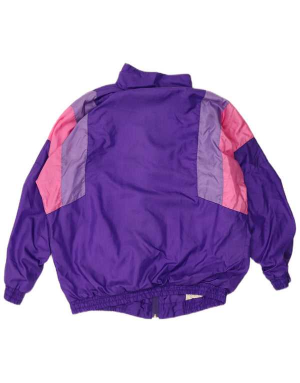 Vintage Womens Tracksuit Top Jacket UK 10 Small Purple Colourblock