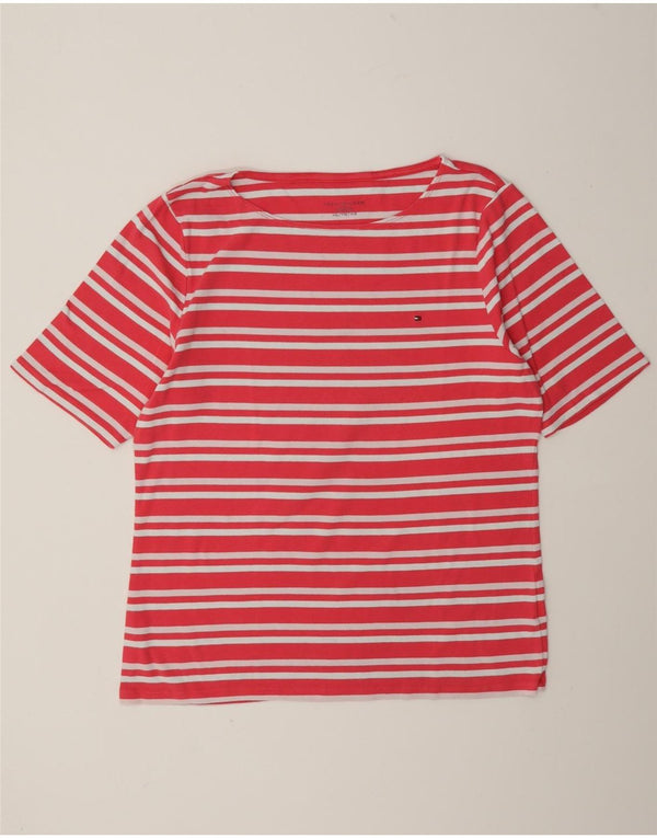 Tommy Hilfiger Dame T-Shirt Top UK 20 2XL Pink Stribet Bomuld