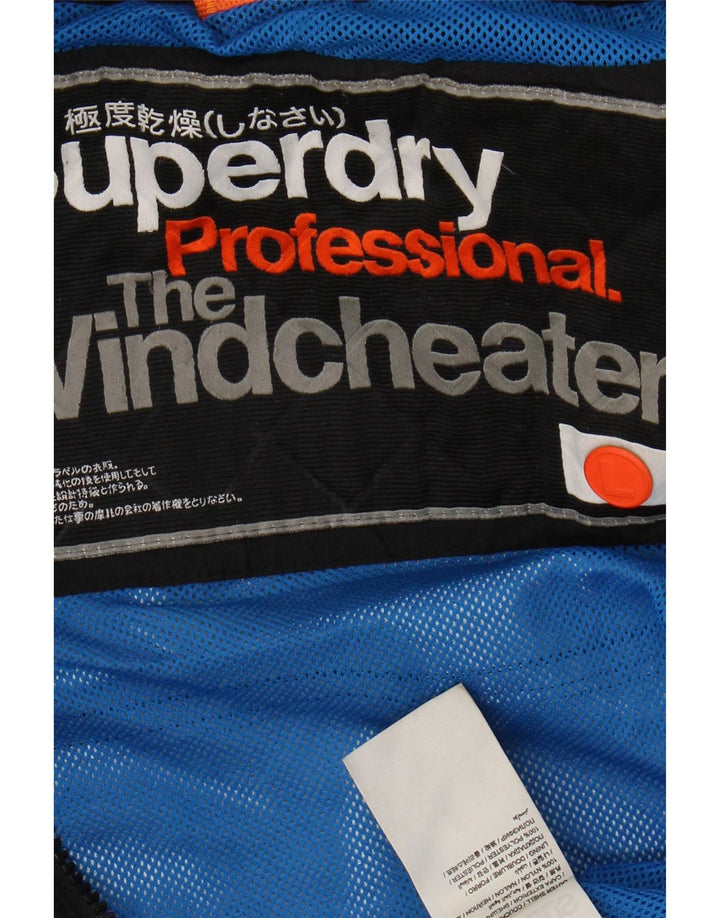 SUPERDRY Herre The Windcheater Regnjakke UK 40 Stor Sort Nylon