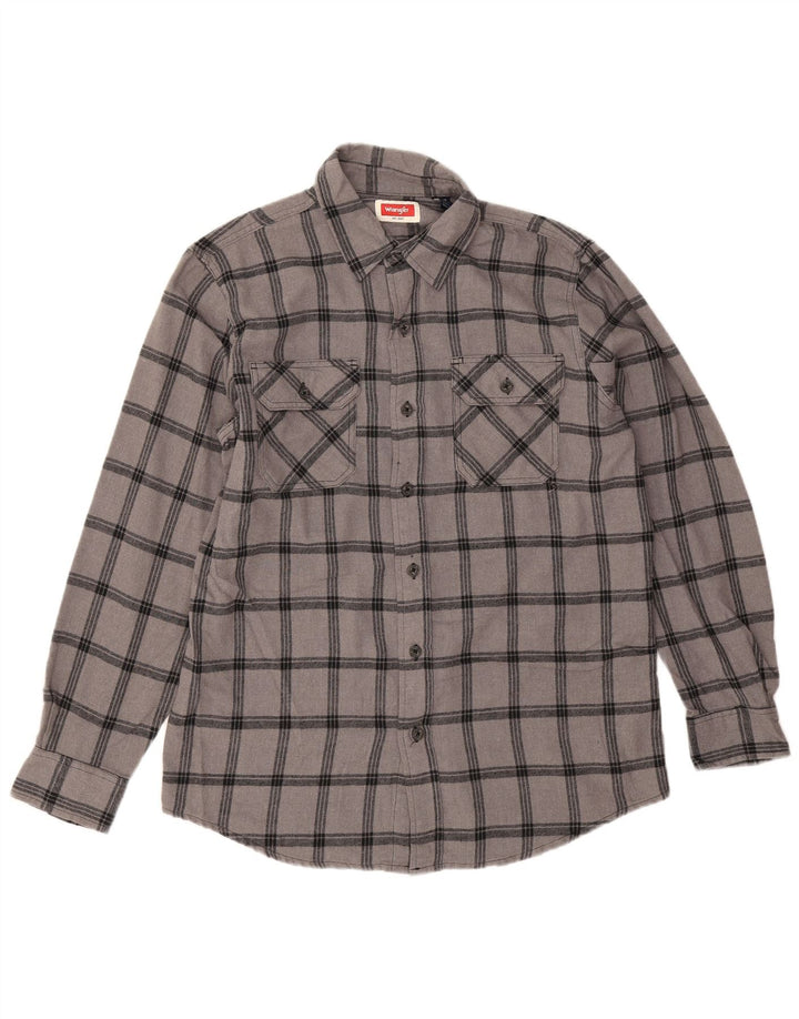 Wrangler Flanelskjorte til mænd mellemgrå ternet bomuld