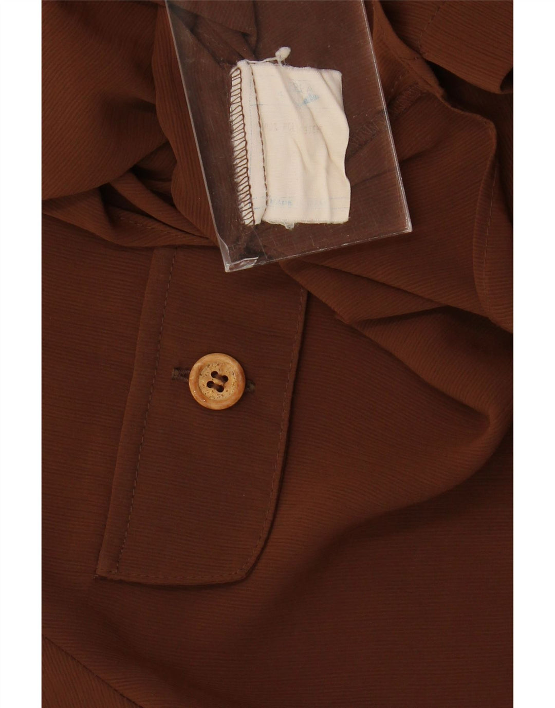 Vintage Womens Crop kortærmet skjortebluse UK 14 Medium Brown Polyester