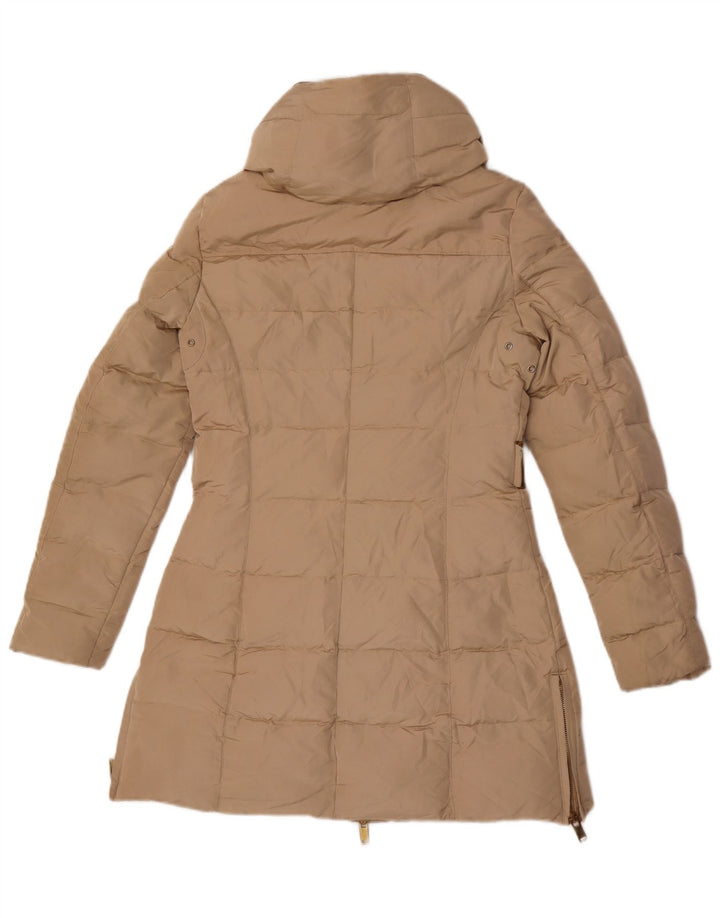 Zara Dame Hætte Oversized Polstret Frakke UK 10 Small Beige