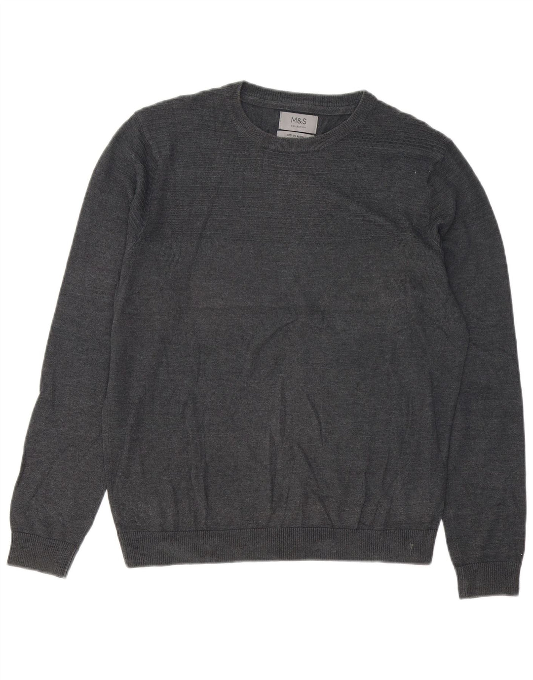 Marks & Spencer Herre sweater med rund hals, mellemgrå bomuld