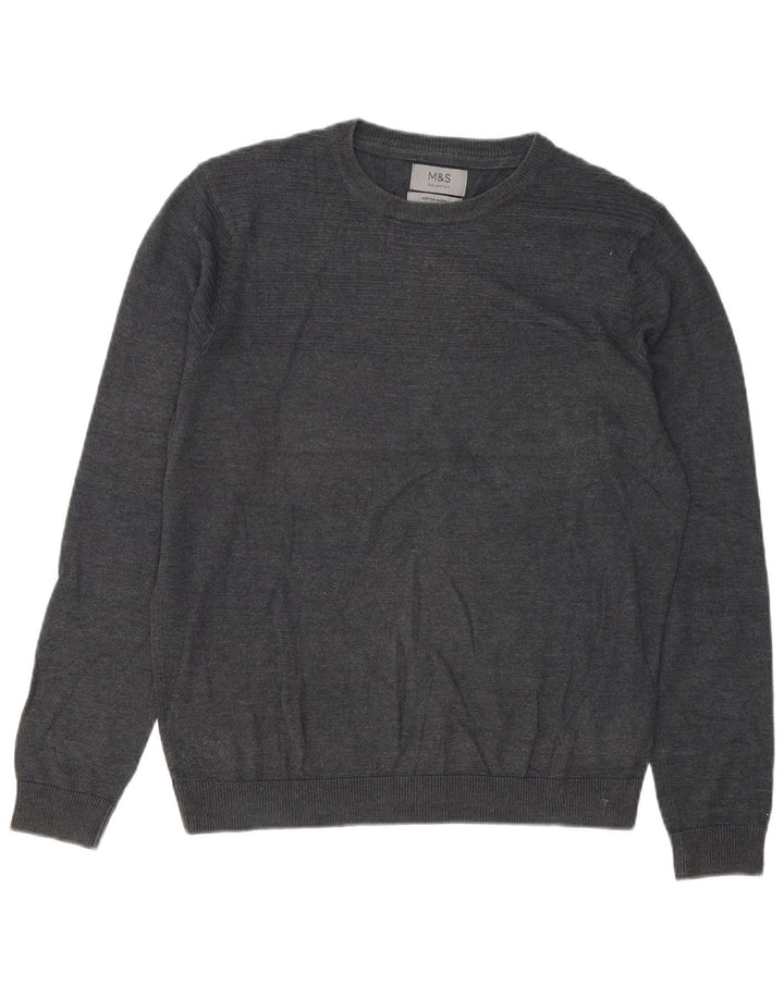 Marks & Spencer Herre sweater med rund hals, mellemgrå bomuld