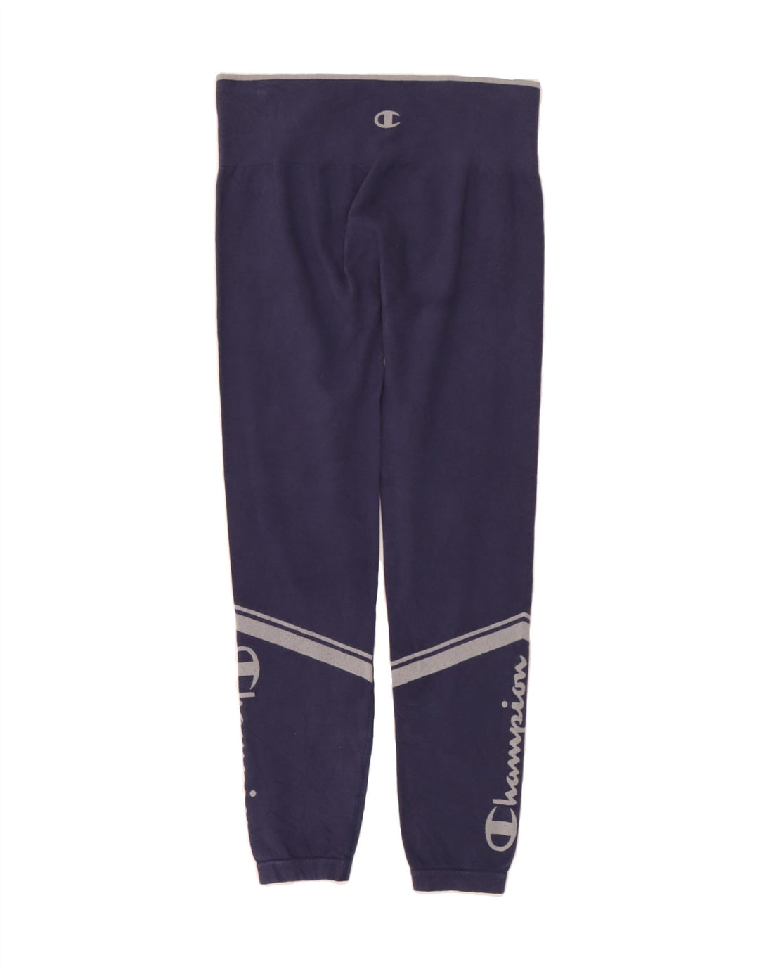 CHAMPION Womens Graphic Leggings UK 14 Large  Navy Blue Cotton Vintage Champion and Second-Hand Champion from Messina Hembry 