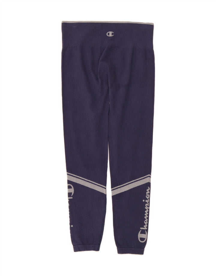 CHAMPION Womens Graphic Leggings UK 14 Large  Navy Blue Cotton Vintage Champion and Second-Hand Champion from Messina Hembry 