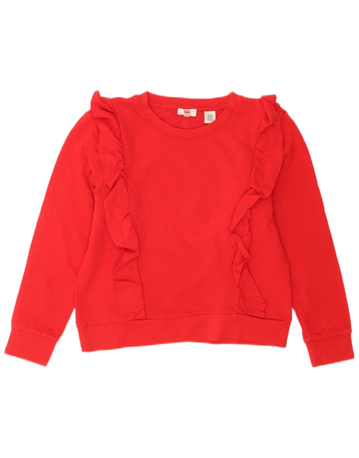 Levi's Dame Sweatshirt Jumper UK 14 Medium Rød Bomuld