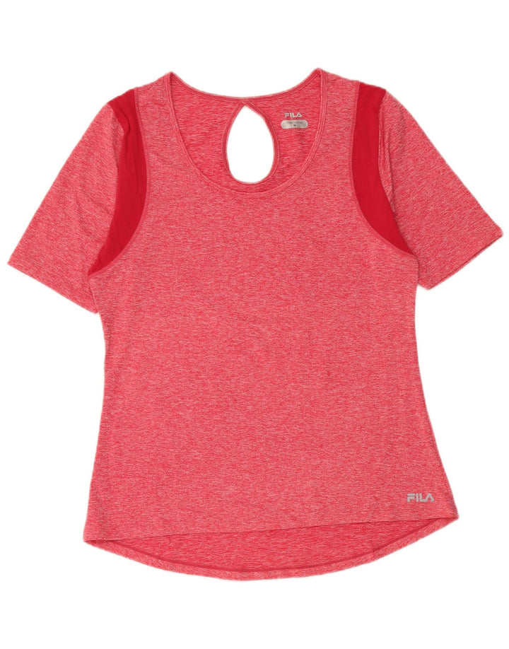 Fila T-Shirt Top UK 12 Medium Pink Colourblock Polyester