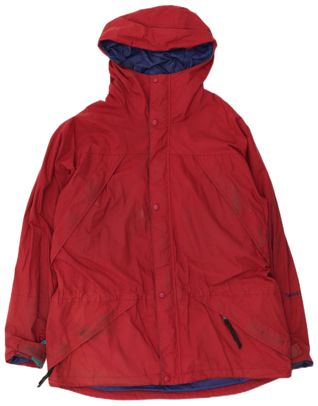Timberland Herre Hooded Windbreaker Jacket UK 40 Large Rød Nylon
