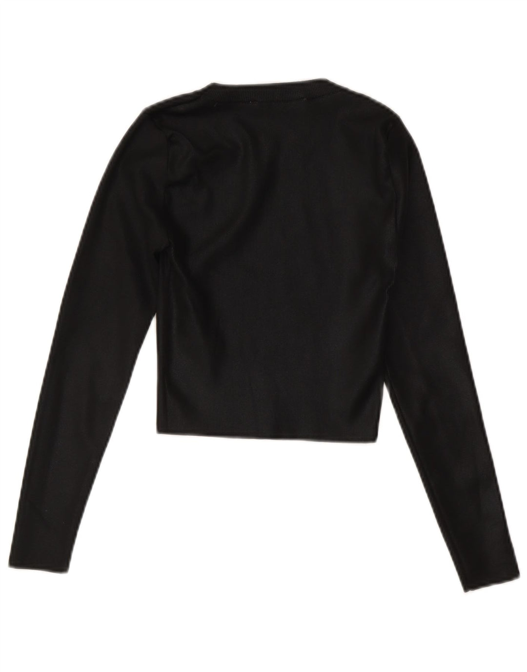 Zara Womens Crop Crew Neck Jumper Sweater UK 8 Small Black
