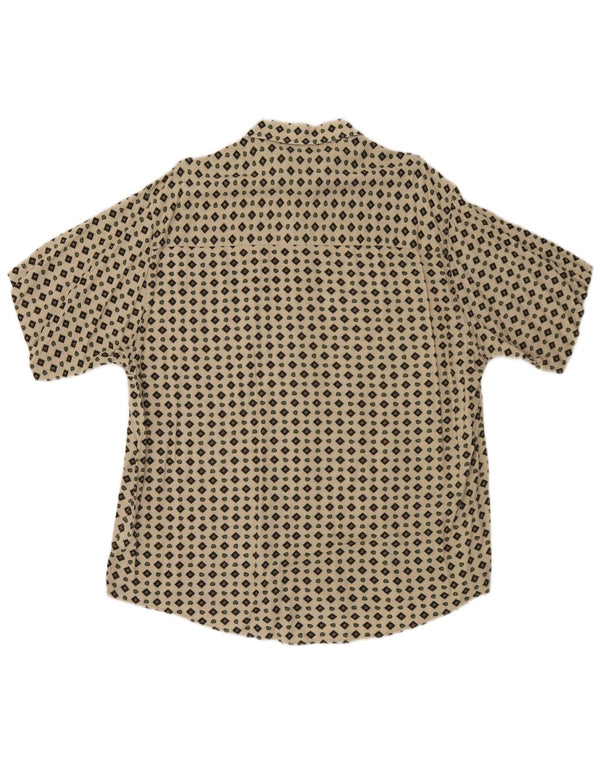 Follie Kortærmet Herreskjorte XL Beige Geometrisk Viscose