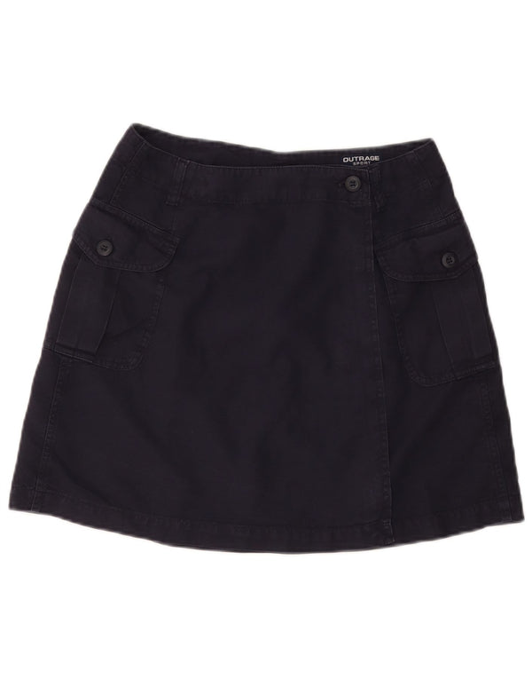 VINTAGE Mini Wrap Nederdel til kvinder IT 44 Medium W28 Marineblå Bomuld