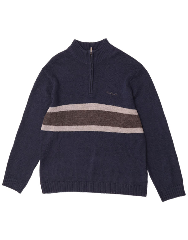 Pierre Cardin Herre lynlås-hals sweater 3XL marineblå stribet