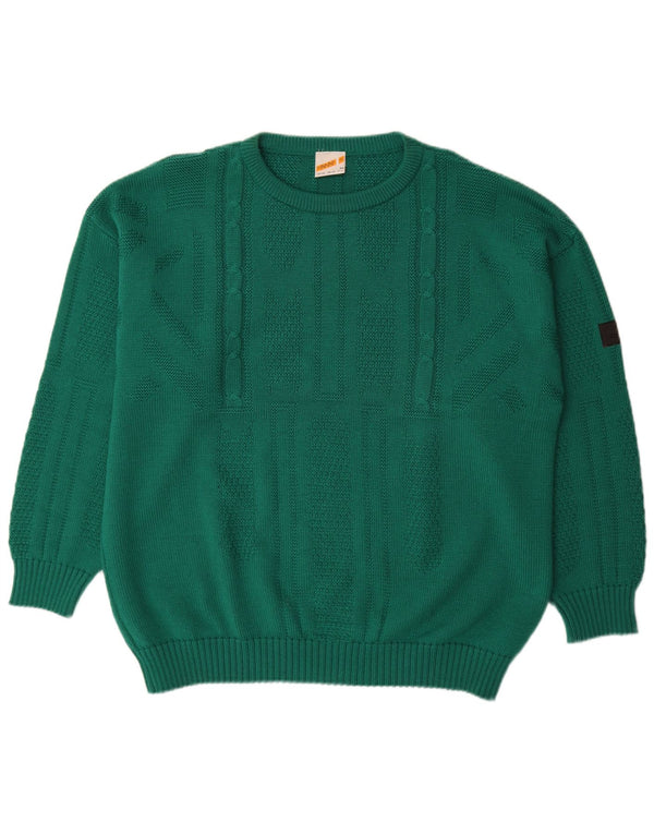 Maser M Mens Crew Neck Jumper Sweater UK 46 2XL Green Wool