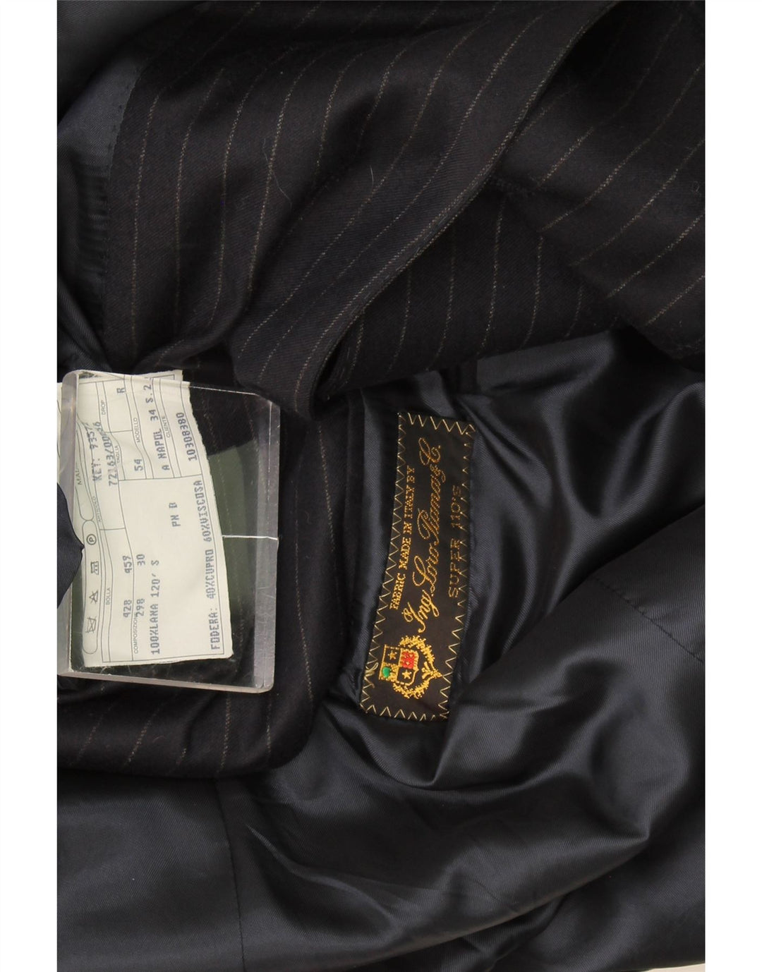 Loro Piana Herre 3-knaps blazerjakke IT 54 2XL marineblå nålestribet uld