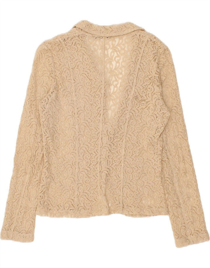 VINTAGE Womens 1 Button See Through Blazer Jacket UK 12 Medium Beige Vintage Vintage and Second-Hand Vintage from Messina Hembry 