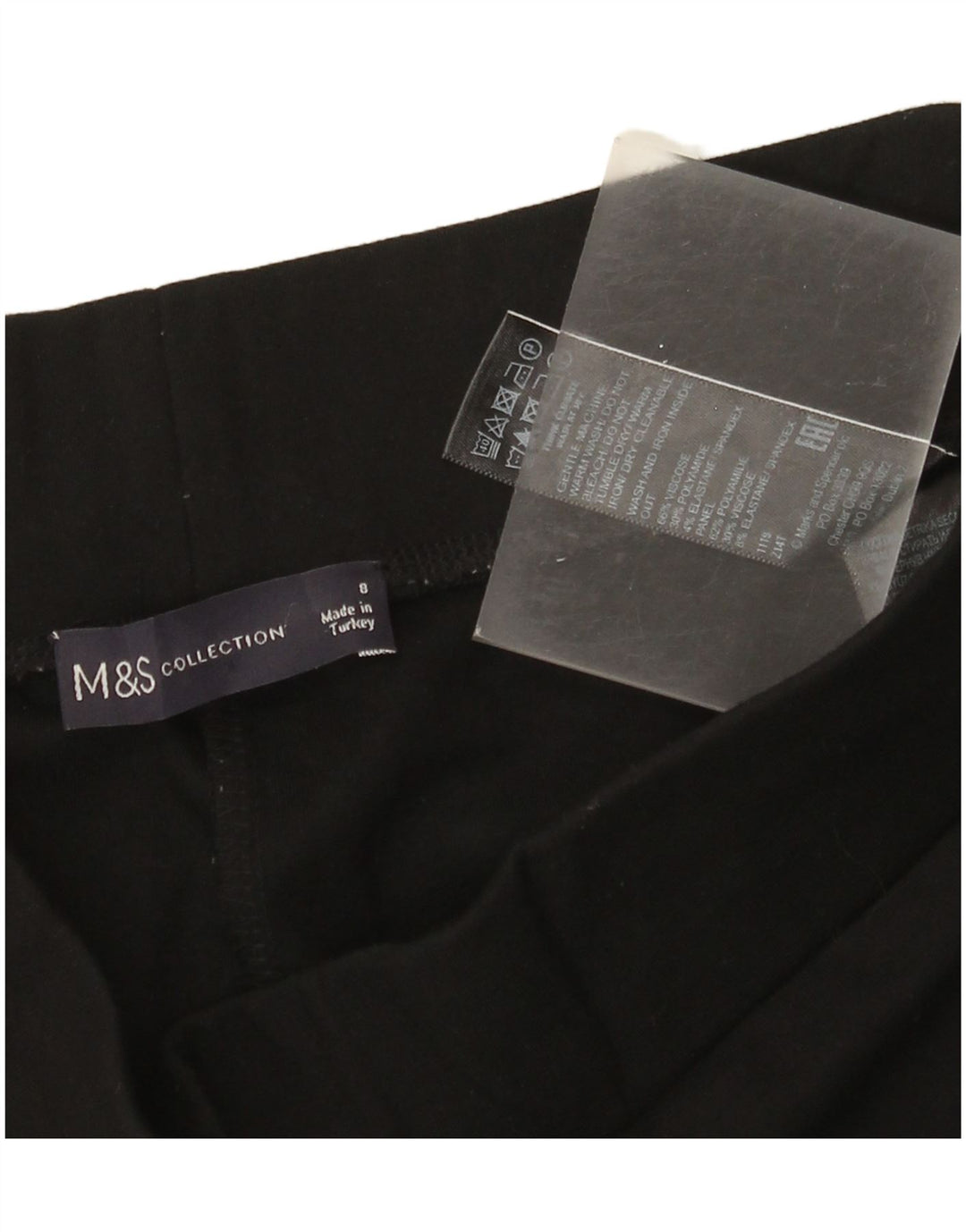 Marks & Spencer Womens Leggings UK 8 Small Black Colourblock Viscose