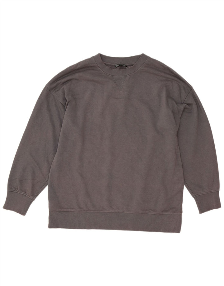 Zara Womens Oversized Sweatshirt Jumper UK 10 Small Grey Bomuld