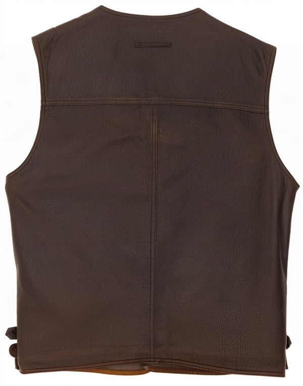 Les Copains Herre Vendbar Læder Gilet IT 56 3XL Brun
