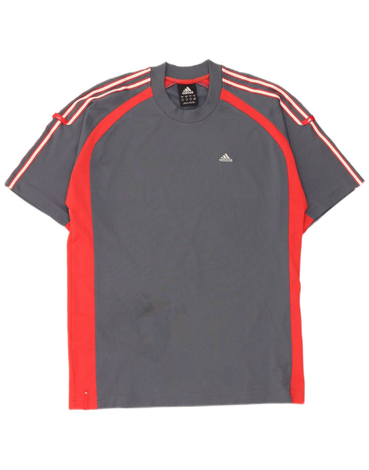 ADIDAS Herre T-Shirt Top Lille Grå Colourblock Polyester