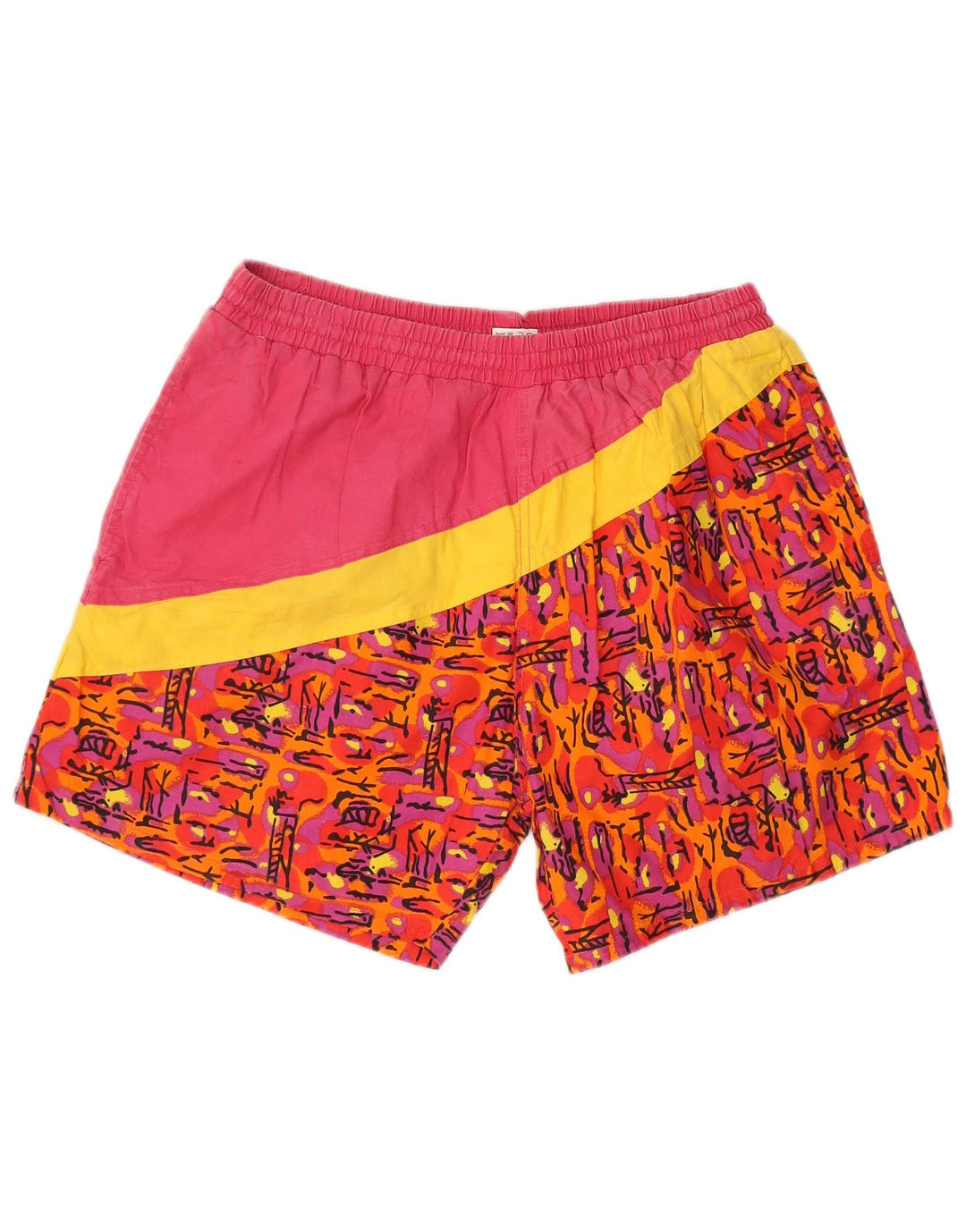 VINTAGE Badeshorts til mænd XL Pink geometrisk bomuld