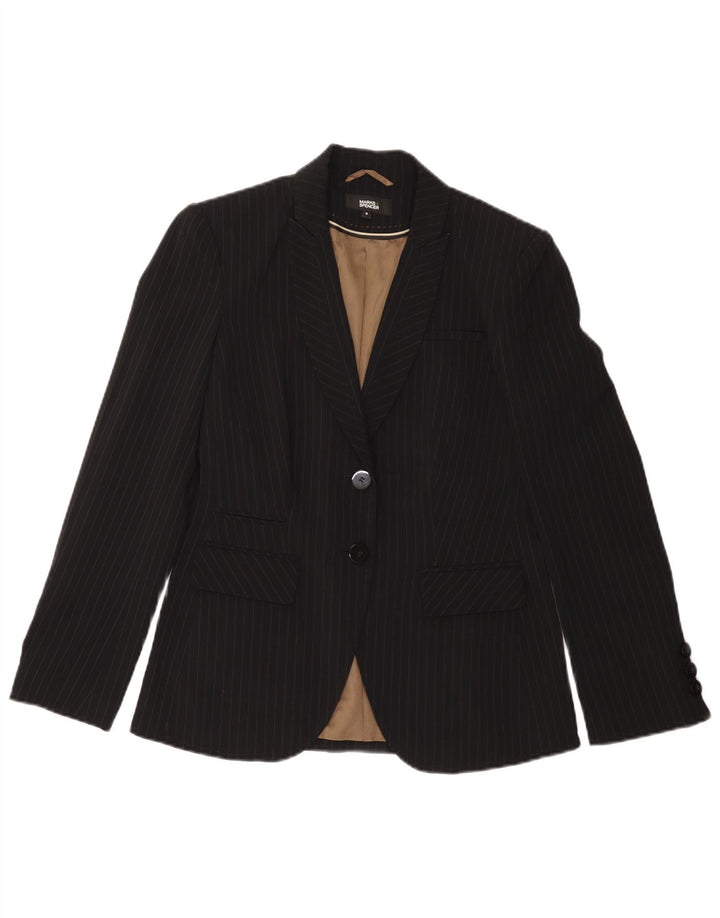 Marks & Spencer Dame 2 Button Blazer Jacket UK 8 Small Black Pinstripe