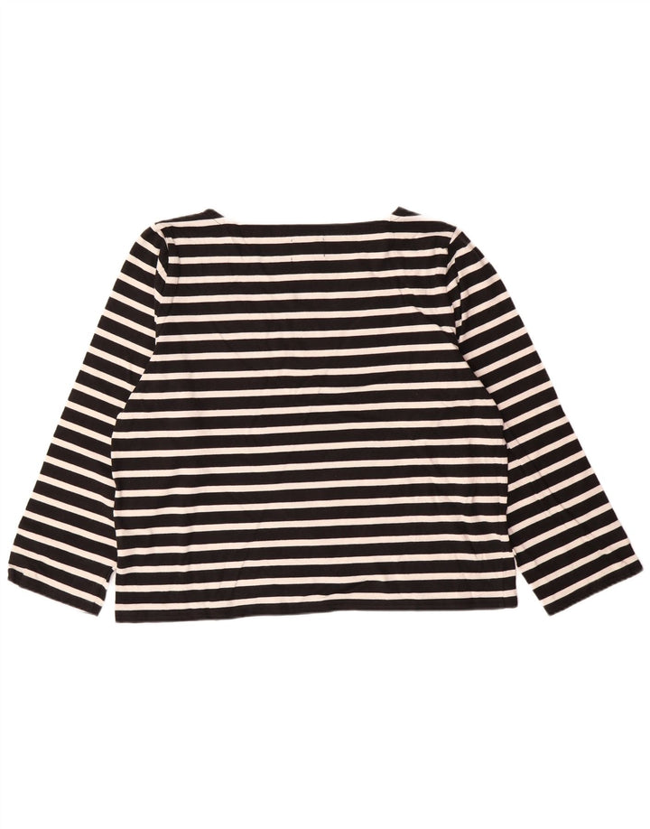 J. CREW Dame Classic Fit Top 3/4 ærmer UK 18 XL sortstribet bomuld