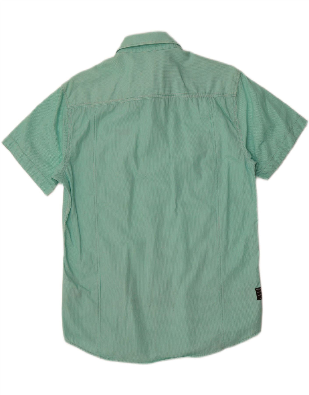 JACK & JONES Mens Short Sleeve Shirt Medium Green Pinstripe Cotton