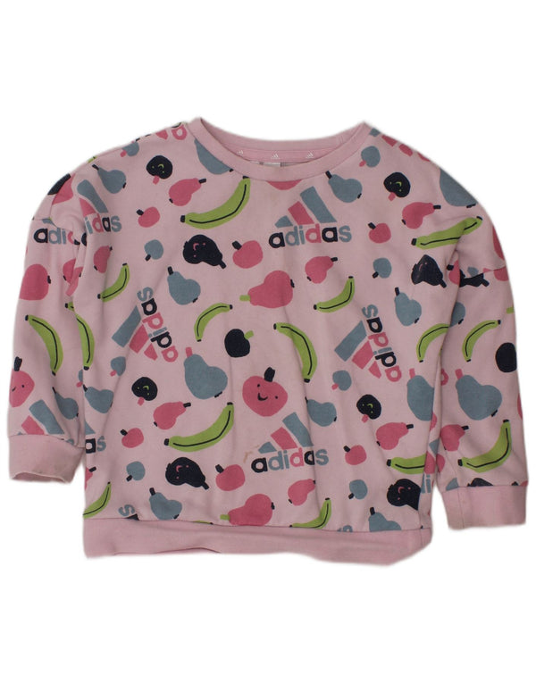 Adidas Girls Graphic Sweatshirt Jumper 2-3 år Pink Bomuld