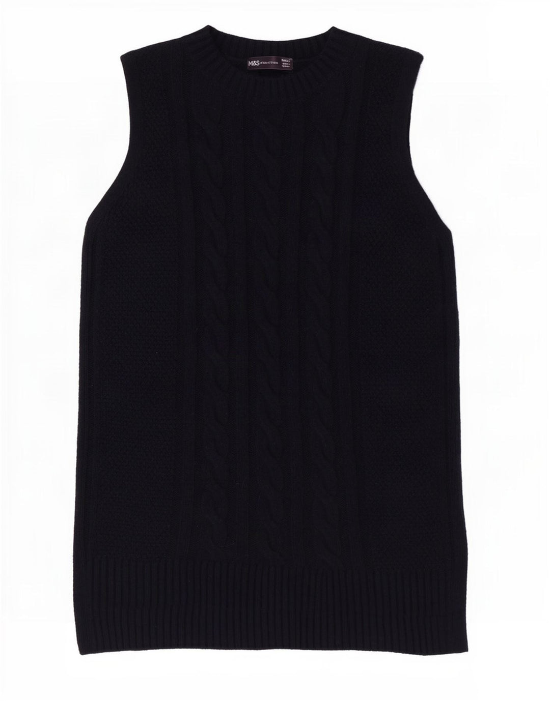 Marks & Spencer Damevest Tank Top UK 10 Small Navy Blue Polyester