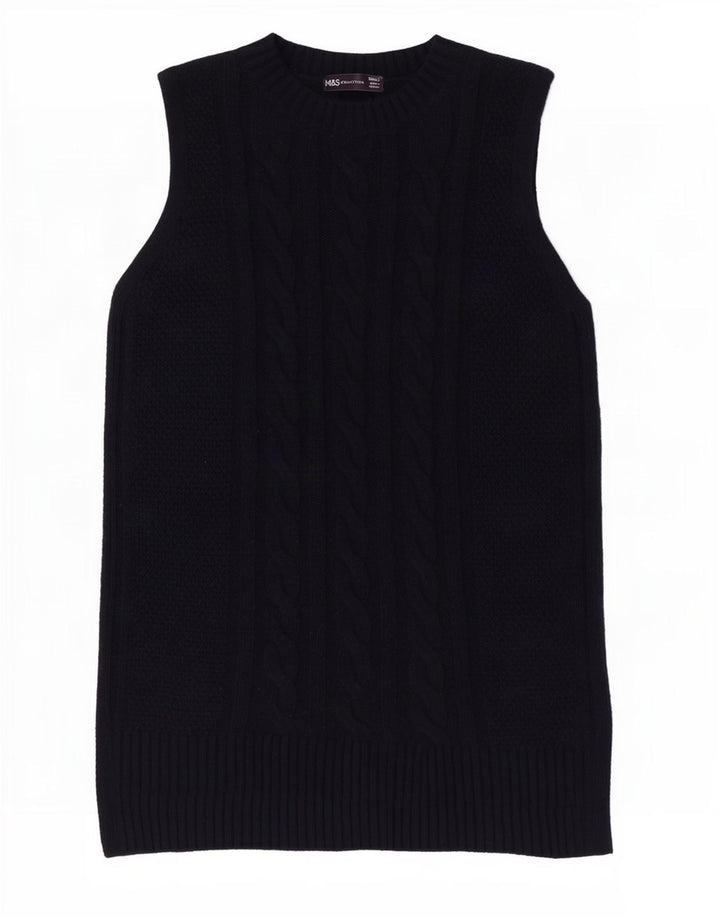 Marks & Spencer Damevest Tank Top UK 10 Small Navy Blue Polyester