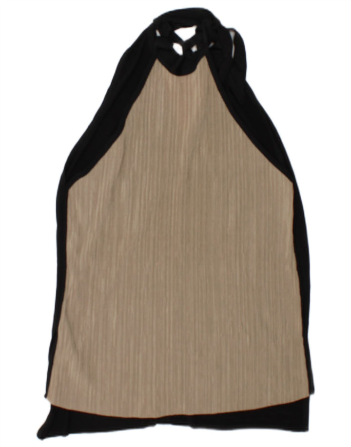Zara Halter Top UK 14 Medium Beige Colourblock