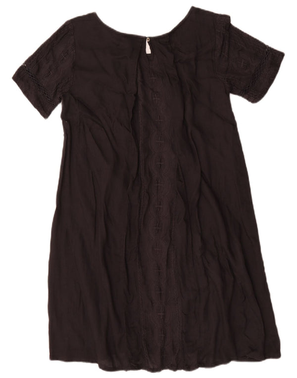 Fat Face Dame A-Line Kjole UK 8 Small Black Bomuld