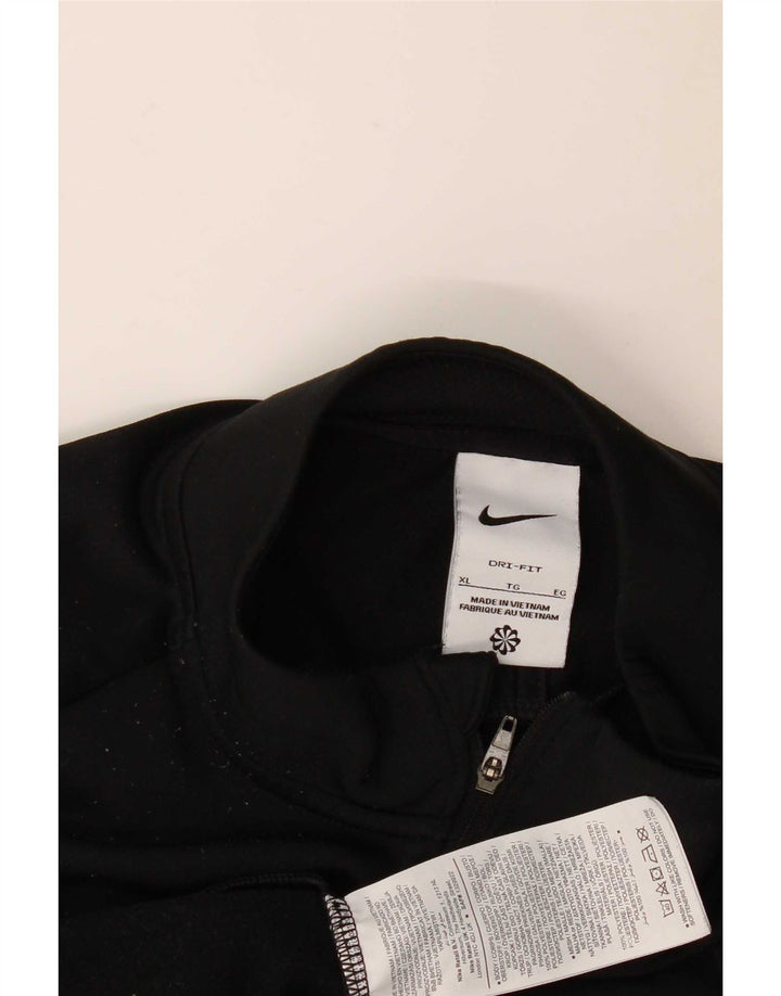 Nike Herre Dri Fit Pullover med lynlås-hals træningsdragt Top XL Sort Polyester