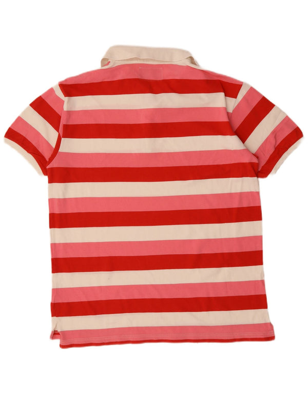 RIFLE Rugby Polo Shirt til mænd 2XL Pink Stribet Bomuld