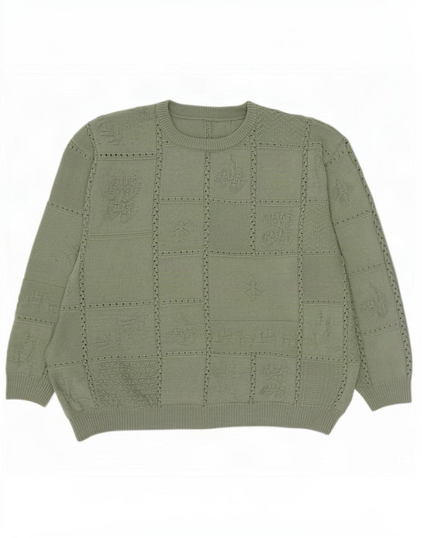 Vintage dame sweater med rund hals DK 20 2XL Grøn