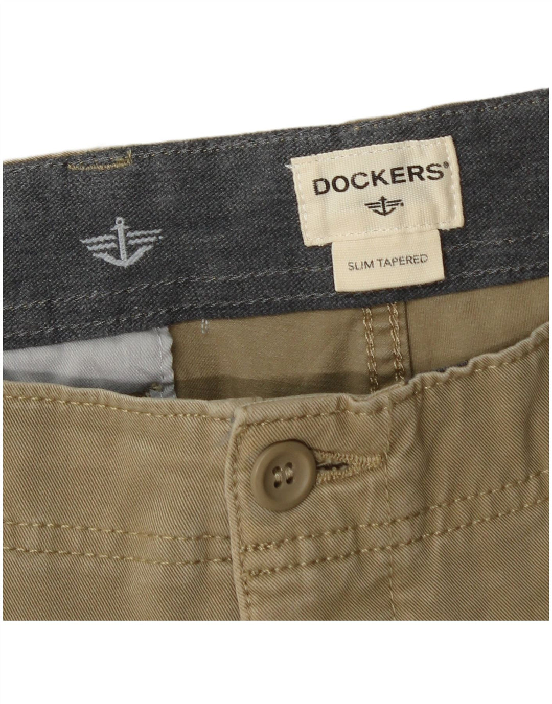 DOCKERS Herre Slim Tapered Chino Bukser W34 L32 Khaki Bomuld