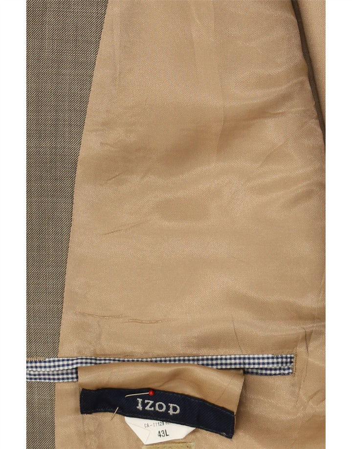 IZOD Mens 3 Button Blazer Jacket UK 40 Large Beige Check Wool