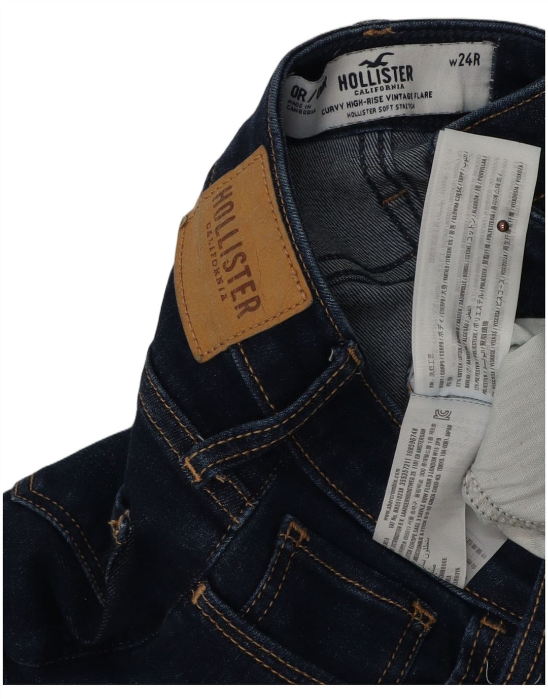 HOLLISTER Kvinder Curvy High Rise Flared Jeans W24 L32 Marineblå Bomuld