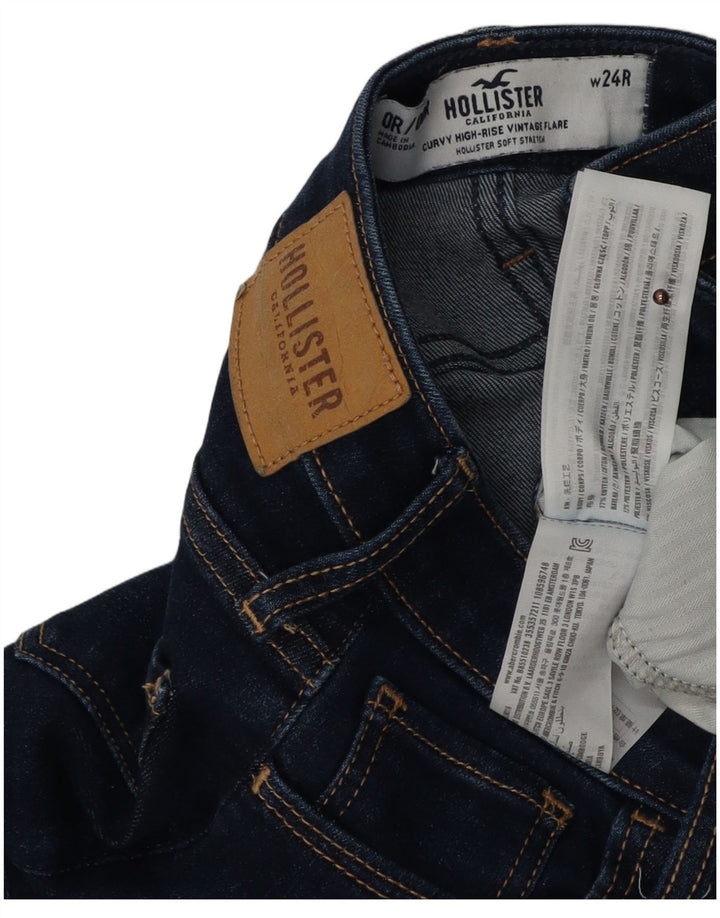 HOLLISTER Kvinder Curvy High Rise Flared Jeans W24 L32 Marineblå Bomuld