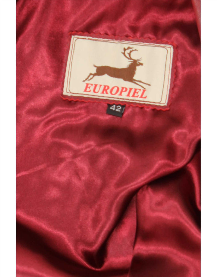 Vintage Dame Læderfrakke IT 42 Medium Burgundy Colourblock
