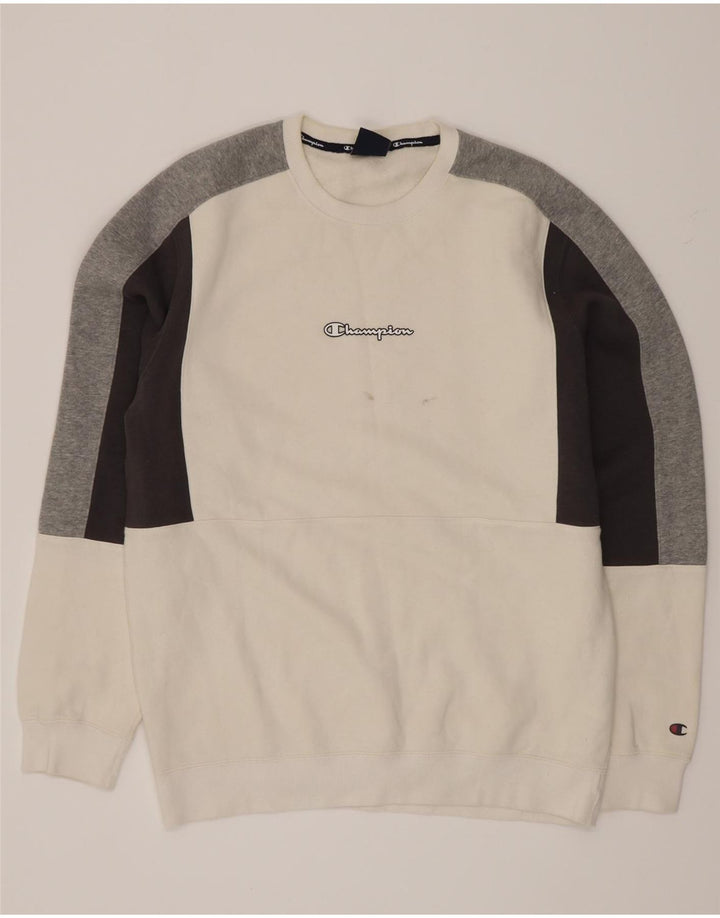 Champion Herre Sweatshirt Jumper XL Hvid Colourblock Bomuld