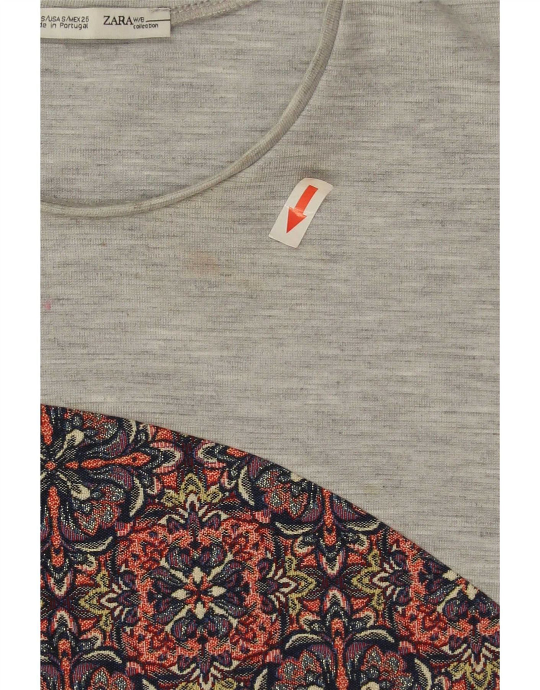 Zara Womens Crop Vest Top UK 10 Small Grey Floral Polyester