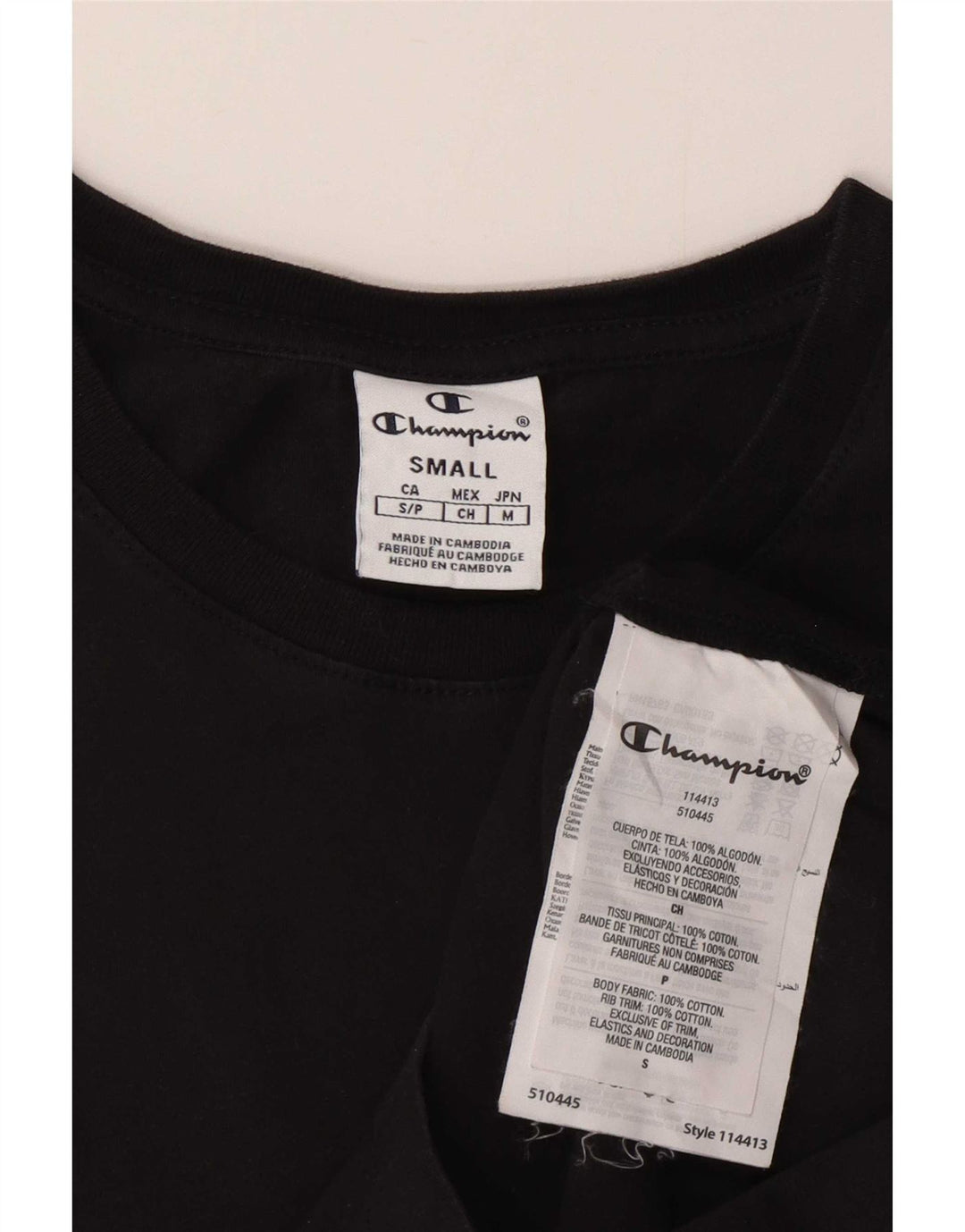 Champion Dame Grafisk T-Shirt Top UK 10 Lille Sort