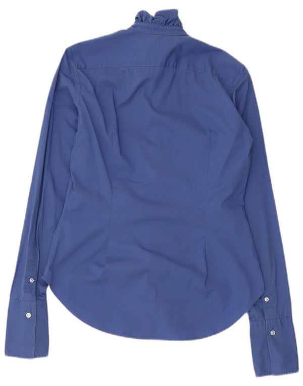 Ralph Lauren Dame Slim Fit skjortebluse US 10 Stor blå bomuld