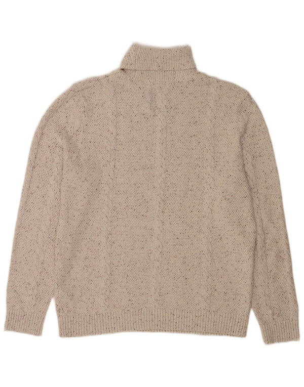 Hollister Mens Roll Neck Jumper Sweater XL Off White Flecked Cotton